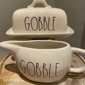 Rae Dunn GOBBLE Gravy Boat & Butter Dish